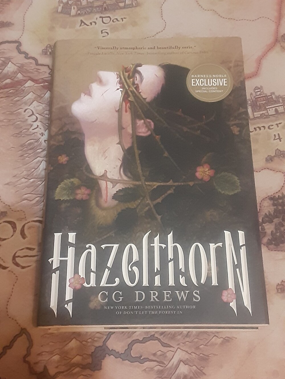Hazelthorn by CG Drews hardcover Barnes and Nobels exclusive sprayed edge book.